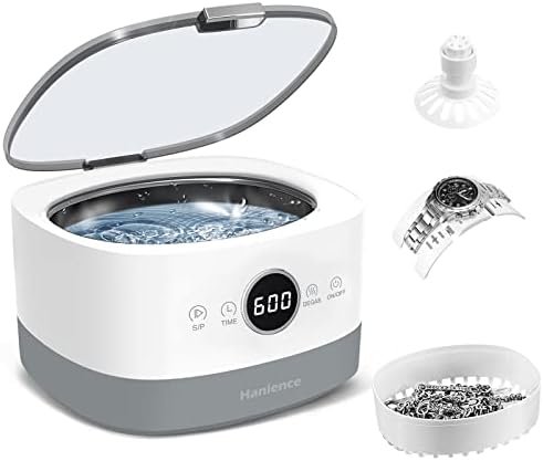 Hanience Ultrasonic Cleaner, 750ml Jewelry Cleaner Machine with Touch Control and Degas Mode, 46kHz Sonic Cleaner for Jewelry, Ring, Silver, Dentures, Eyeglasses and Watches