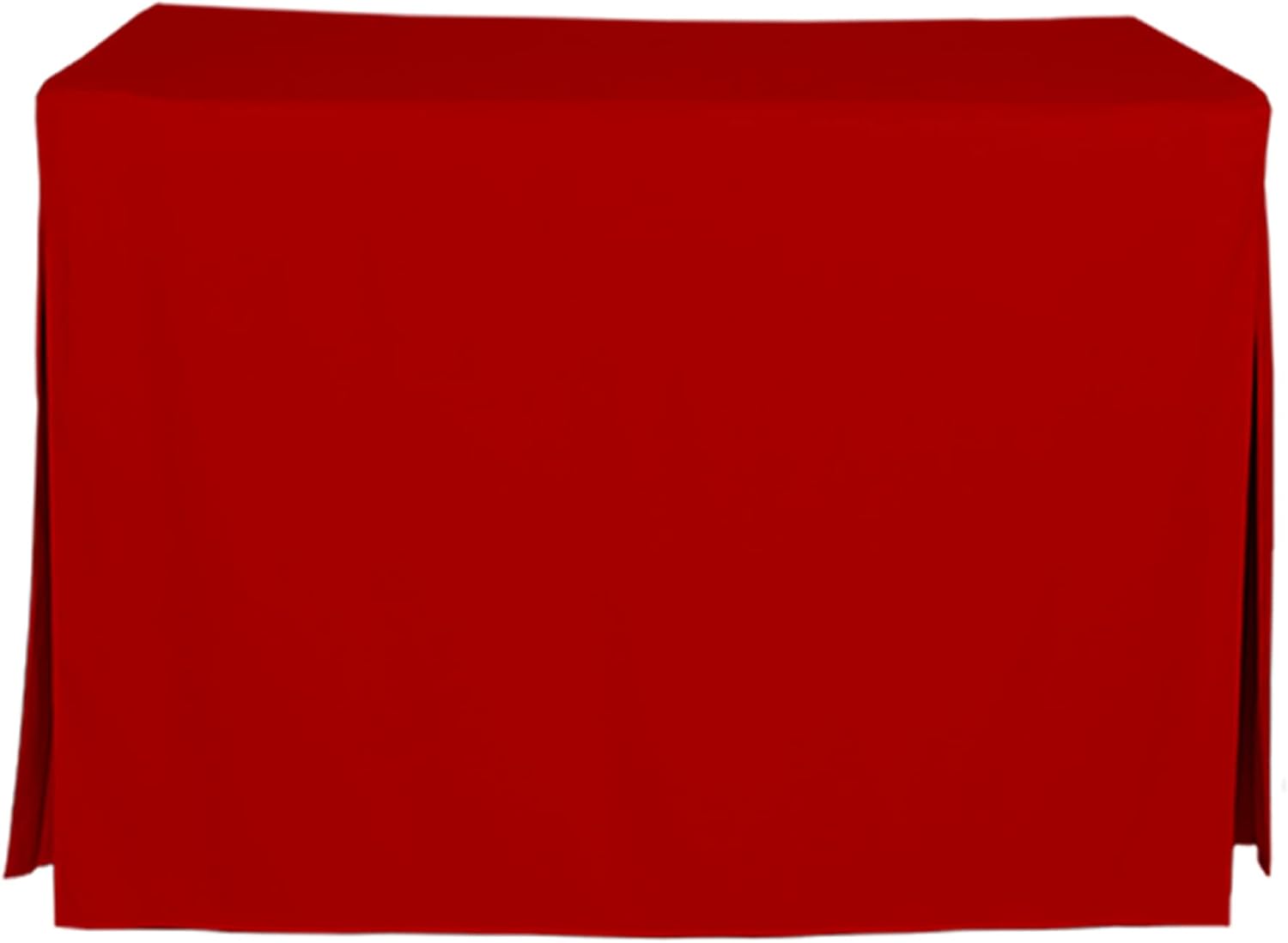 Tablevogue Event Linens Washable Microfiber 4” Foot Fitted Tablecloth Cover for Rectangular Buffet Table, Parties, Holiday Dinner & More, Red