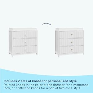 Graco Teddi 3 Drawer Chest with Changing Table Topper White–GREENGUARD Gold Certified Interlocking Drawer System Pre Installed Drawer Tracks for Easier Assembly