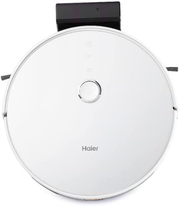 Haier Robot Vacuum Cleaner with Wet Mopping, 2-in-1 with App & Voice Control, Auto Recharge, Strong 2200 PA Suction, and Long Life 2600 Battery, 1.6 Hours, Silver