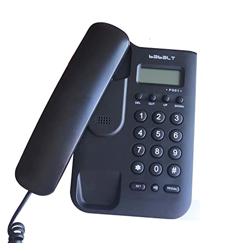 Corded Basic Landline Phone, Telpal Fsk/Dtmf Simple Caller Id Telephone With Lcd Incoming Call Number Display, Small Desk/Wall Mountable Analog Phone For Home Office (Black) #TOP2