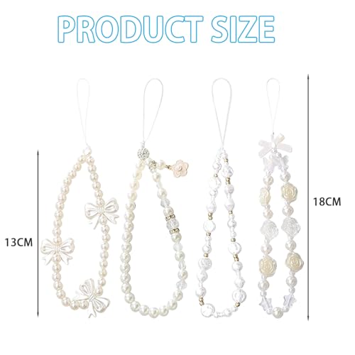 MUNSKT - Juego de 4 accesorios para teléfonos móviles, para mujer, diseño de perlas lindas, Perla - imagen 2