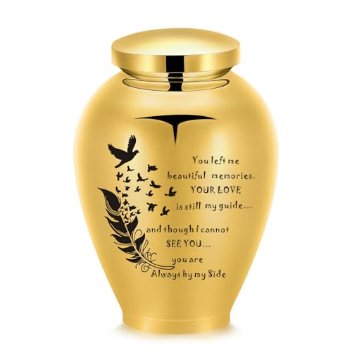 Minicremation 8.26x5.63 Inch Large Urns for Human Ashes Stainless Steel Keepsake Urns for Humans/Pets Ash Memorial Keepsake Decorative Cremation Urns