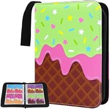 Cute Ice Cream Cake Card Binder for Girls, 400 Pocket Card Album Gifts, Ice Cream Donut Trading Game Card Holder Album for Standard Size Cards, Collectible Game Collection Case Green