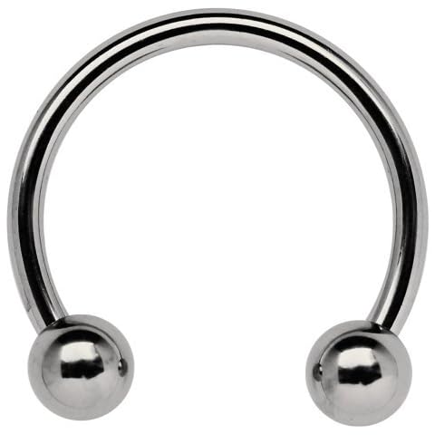 Titanium Piercing Circular Barbell, CBR, Horseshoe, Thread Ring in 1,6 MM Strength with Two Clasp Balls Cover