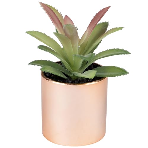 Northlight 5" Green Artificial Aloe Plant in a Rose Gold