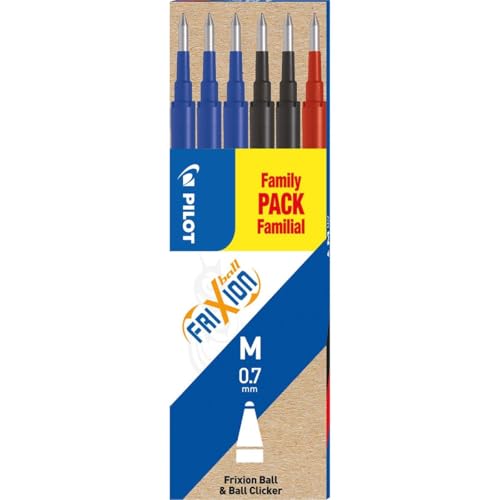 Pilot Set De 6 Recharges Frixion Ball Bls-Fr7 (3 Bleu + 2 Noir + 1 Rouge)