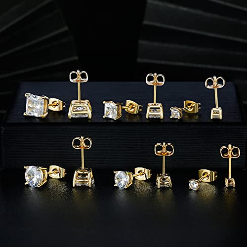 MDFUN 6 Pairs Stud Earrings for Men Women,Hypoallergenic CZ Earrings Set by MDFUN - Used condition - Image 7