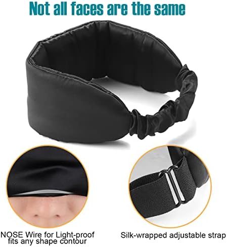 ALASKA BEAR Silk Sleep Headband for Women and Men, 100% Blackout Eye Mask Nose Wire & Wrap-Around Ears Without Velcro, Luxury Smooth Soft Eye Cover for Sleeping Cloud-Like Touch on Face