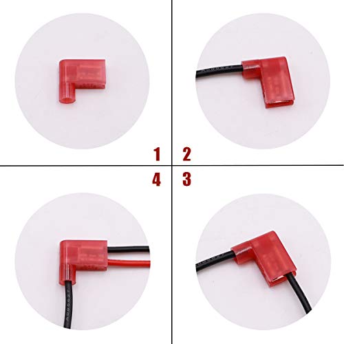 Smseace CA-QX-R-B-Y 30Pcs Flag Spade Female Terminal Connectors Red/Blue/Yellow Female Fully Insulated Right Angle Spade Connector Durable Terminal Connectors 22-18/16-14/12-10Awg Spade Crimp Terminal Qx-R-B-Y thumb #5