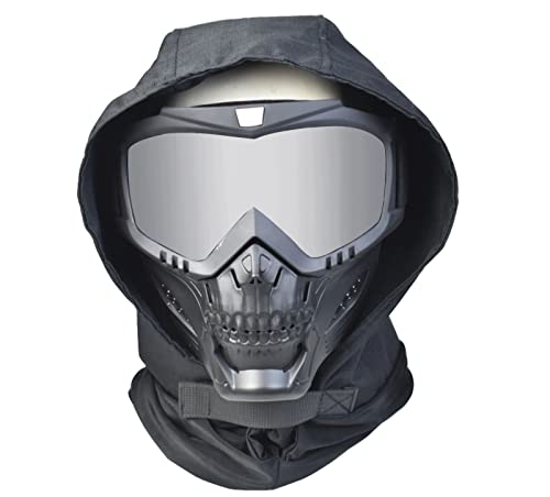 Airsoft Mask Balaclava Full Face And Detachable Anti Fog Airsoft Goggles Military Outdoor Sport Cs Tactical Paintball Mask Face Eye Protection Headgear Mask (Silver) #TOP29