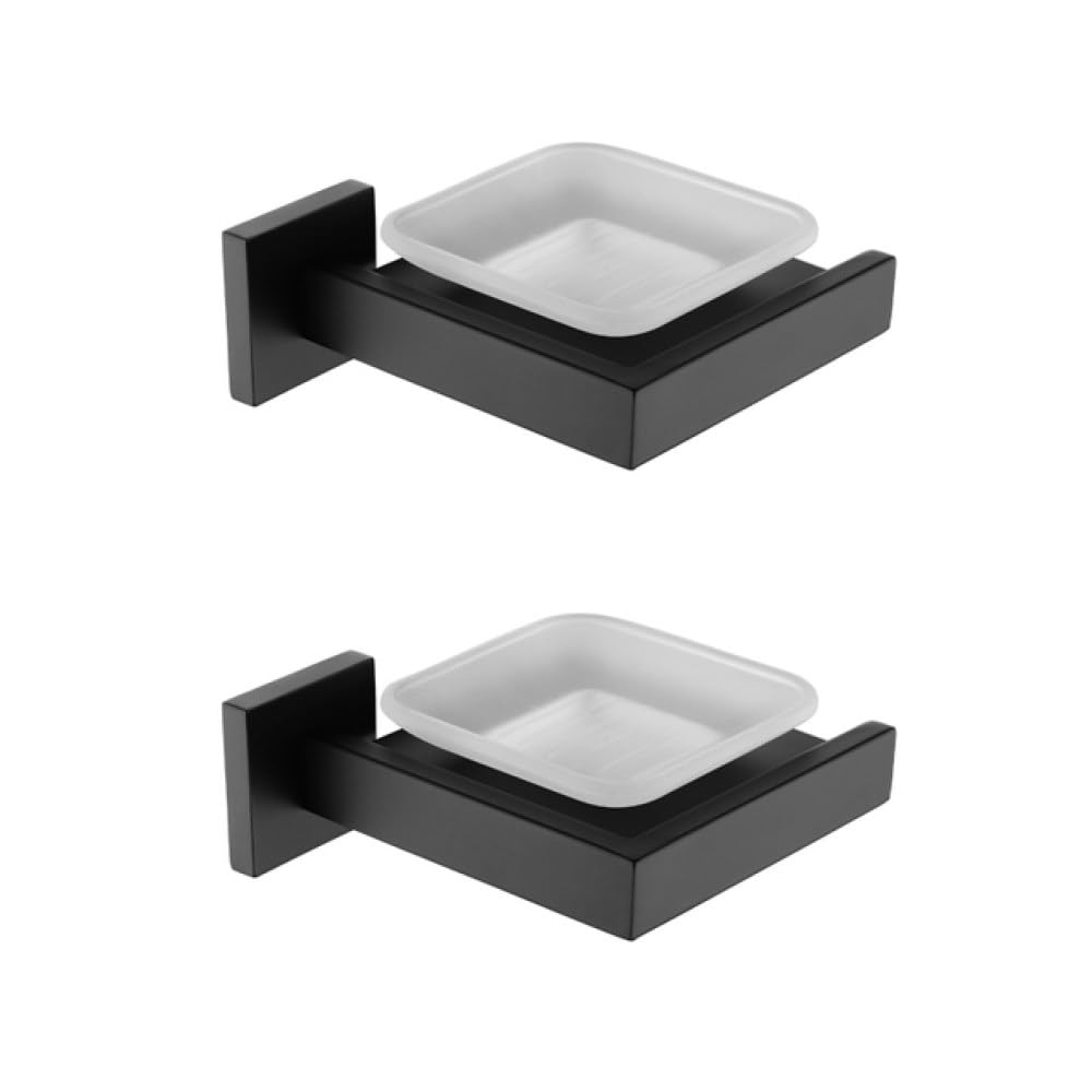 Porte-brosse de toilette noir mat avec étagère murale en verre pour petite douche