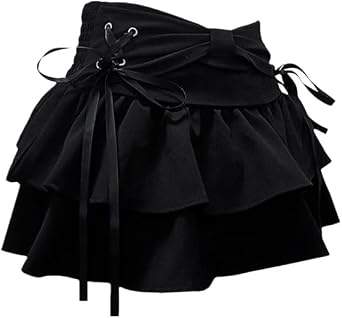 OATSBAS Y2K Women Ruffle Hem Denim Pleated Mini Skirt