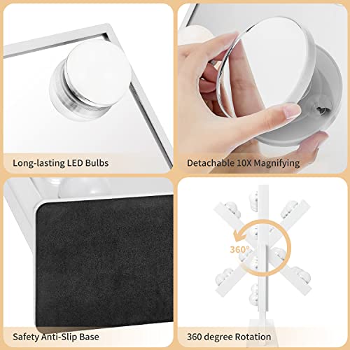 Mirofan Vanity Mirror With Lights Hollywood Mirror Lighted Makeup Mirror With Dimmable&3 Color Modes Lights, 9 Led Bulbles With Detachable 10X Magnification Mirror Lighted Makeup Mirror #TOP6