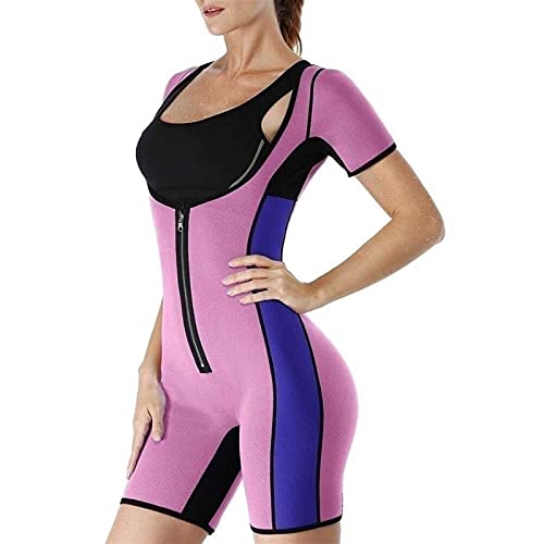 LIYUN Sauna Suits Compression Slimming Full Body Suit Slimming Trainer Sweating Sport Body Shaper Vest Diving Suit Sauna Suits(Pink,Small)