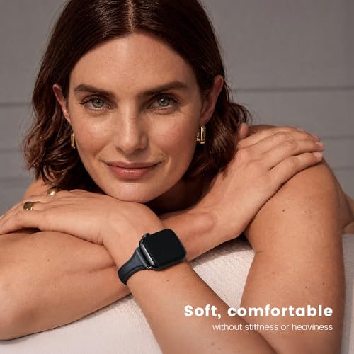 WFEAGL Compatible with Leather Apple Watch Band 41mm 40mm 38mm 42mm(series 11 10) Women, Top Grain Leather Strap Slim & Thin Replacement Wristband for iWatch Bands SE 3 2 1, Series 11 10 9 8 7 6 5 4 3 2 1 — view 3