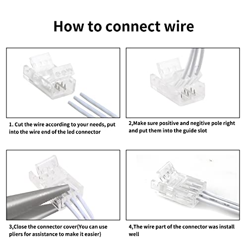 RGBZONE 3 Pin 8mm LED Connector Kit with 10pcs LED Connectors and 32.8ft 3 Pin Extension Wire for 8mm IP20 IP65 SMD 5050 Dream Color LED Strip Lights WS2811 WS2812B by RGBZONE - Image 6
