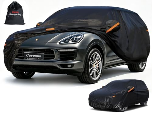 Image of Kayme 7 Layers SUV Car Cover Custom Fit for Porsche Cayenne (2002-2025) Waterproof All Weather for Automobiles, Outdoor Full Cover Rain Sun UV Protection.Black