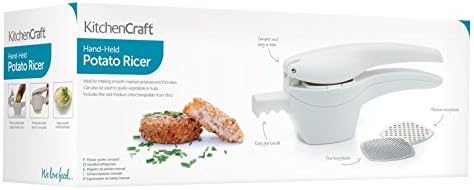 KitchenCraft Plastic Potato Ricer / Puree Maker with 2 Stainless Steel Blades in Gift Box, White, 36 x 10 x 10 cm