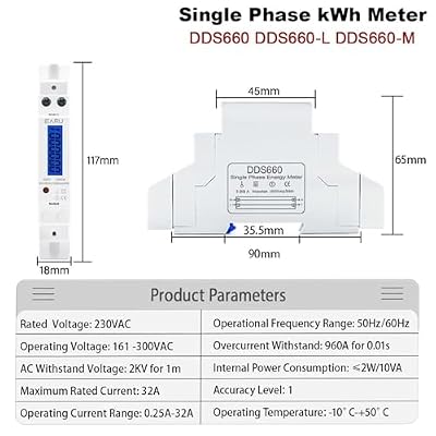 18mm Single Phase 1P Backlight Digital Wattmeter Power Consumption Energy Meter kWh AC 230V 50Hz LCD Electric Din Rail(DDS660)