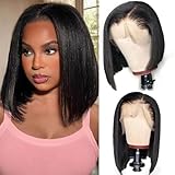 CUMASE Bob Wig Human Hair 13x4 HD Lace Frontal Wigs Human Hair Pre Plucked with Baby Hair 180 Density Short Straight Bob Lace Front Wigs Human Hair for Women 12 Inch
