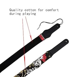 rayzm Sangle en Coton pour Guitare Acoustique/électrique ou Basse, avec Porte-médiators. Avec des motifs Cranes et roses… - Les Beatles, Paul McCartney, John Lennon, RIngo Starr, George Harrison rayzm Sangle en Coton pour Guitare Acoustique/électrique ou Basse, avec Porte-médiators. Avec des motifs Cranes et roses… – Image 7