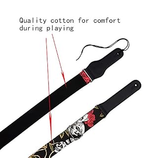rayzm Sangle en Coton pour Guitare Acoustique/électrique ou Basse, avec Porte-médiators. Avec des motifs Cranes et roses… - Les Beatles, Paul McCartney, John Lennon, RIngo Starr, George Harrison rayzm Sangle en Coton pour Guitare Acoustique/électrique ou Basse, avec Porte-médiators. Avec des motifs Cranes et roses… – Image 7