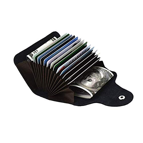 Stealodeal Black Credit-Card Organizer Snap Wallet Money Case Leather Mini Purse for Men & Women 15 Card Holder (Set of 1, Black
