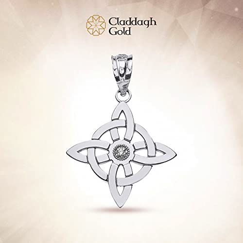 Sterling Silver Wiccan Witch's Knot Pagan Symbol Cz Pendant #TOP1