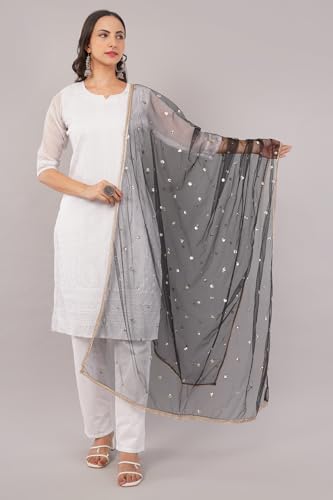 Image of Net Butti Dupatta for Women | Chex Design Chunnis for Women | Bridal Dupatta for Wedding | Festive & Casual Wear Dupatta for Kurti & Salwar Suit | Dupatta for Women