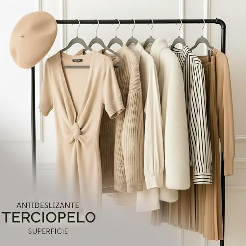 Miniatura 4 de Utopia Home Premium Perchas De Terciopelo Antideslizantes, Duraderas Perchas Negras Con Gancho Giratorio De 360 Grados Percha De Gran Resistencia Gris, Paquete De 20 .