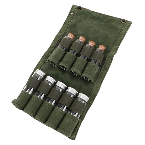 Camping Seasoning Jar Set with Canvas Storage Bag and Glass Bottles