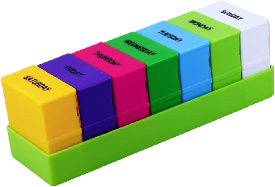 Image of 7 28 Storage Box Pill Drawer Green Medicine Organizer Weekly Pill Box | 01 Pcs