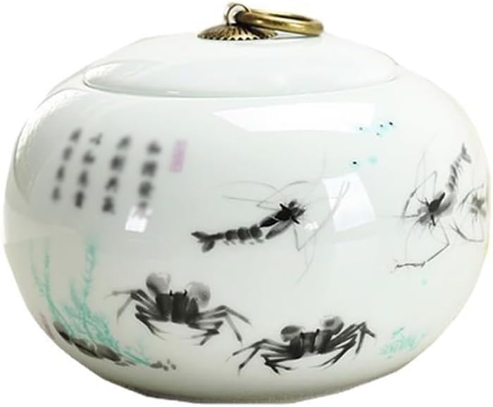 Tea Storage Tank Ceramic Tea Cans, Single Can Sealed Cans, Ceramic Tea Storage Round Cans, Household Tea Cans Multifunctional Storage Jar,A