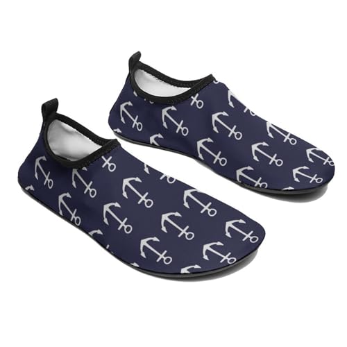 Nautical Navy Blue Anchor Water Shoes Quick-Dry Sports Barefoot Shoes Swim Shoes Slip-on for Beach Pool Yoga4