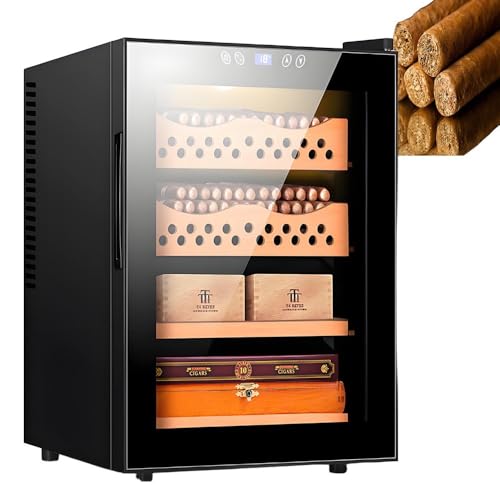 PoiToe Humidor eléctrico Inteligente, humidor eléctrico para Puros, humidor eléctrico de refrigeración para 300 Puros, Revestimiento de Cedro