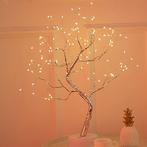 Luz de árbol bonsái de mesa, lámpara de escritorio de alambre de cobre de 108 LED, funciona con batería/USB, ramas ajustables para decoración del hogar, Navidad, Halloween, luz nocturna