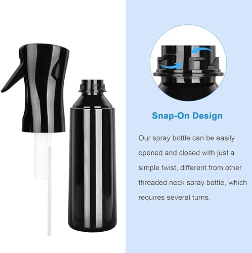 JAMUNESH ENTERPRISE Continuous Mist Spray Bottle 350ml Empty Ultra Fine Plastic Water Mist Sprayer – For Hairstyling, Cleaning, Salons, Plants, Essential Oil Scents & More - Black
