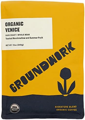 Groundwork Certified Organic Whole Bean Coffee, Venice Blend, 12 oz Bag