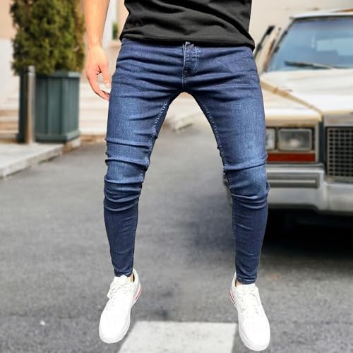 Men's Slim Fit Jeans Skinny Stretch Ripped Denim Pants Distressed Tapered Leg Pants Big and Tall Jeans for Men3