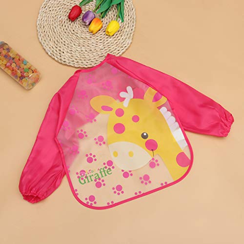 Babadores PretyzOOM com manga de EVA impermeável para bebês recém-nascidos (padrão de girafa)