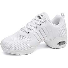 Womens Jazz Shoes Lace-up Sneakers - Breathable Air Cushion Lady Split Sole Athletic Walking Dance Shoes Platform