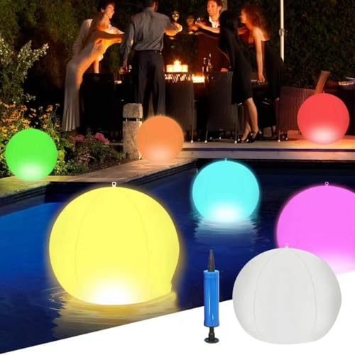 auvstar Lampe de Piscine Flottante Solaire,16 Couleurs & 4 Modes Lumière Boule Solaire Extérieur...