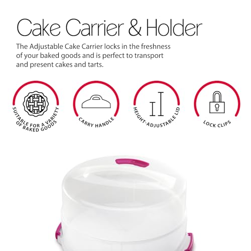 Metaltex Tortenbehälter höhenverstellbar, Polypropylene, weiß/transparent, ⌀ 30 cm, einstellbare Höhe von 8 und 15 cm