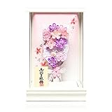 【羽子板】【摘み細工羽子板】羽子板7号夢花つまみ細工羽子板パール-ホワイトアクリルケース：伏見屋監修 【羽子板ケース】【正月飾】