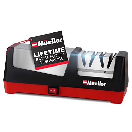 Mueller Professional Electric Knife Sharpener for Straight Knives Diamond Abrasives, Quickly Sharpening, Repair/Restore/Polish Blades