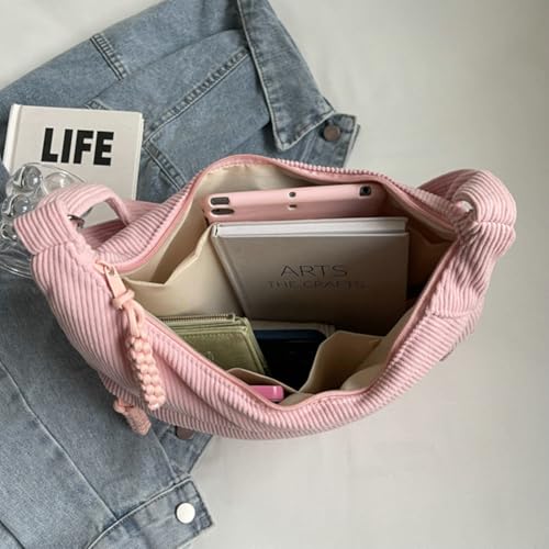 Image of Hobo Bag for Women Men Crescent Shoulder Bag Retro Nylon Canvas Crossbody Bag Slouchy Corduroy Dumpling Bag Purse | Retro