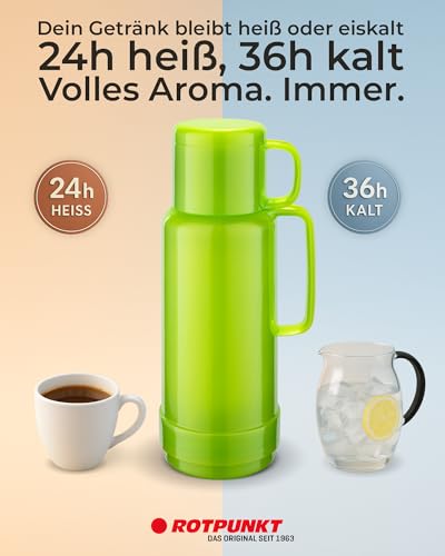ROTPUNKT Isolierflasche 1 Liter mit integriertem Becher - Hochwertige Isolierkanne Made in Germany I Bis zu 24 h heiß & 36 h kalt (Andreas… – Ansicht 2