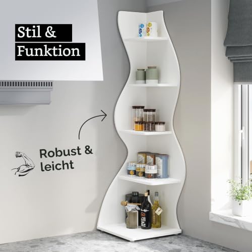 Tribesigns Eckregal, 178 cm hoch, Lagerregal, Bücherregal, Pflanzenständer, Organizer-Einheit, 5 Stufen, Modern, für Zuhause, Büro… – Ansicht 6