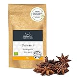 BIO Sternanis ganz, Anissterne Premium Qualität, handgeplückt, intensiv aromatisch, Gewürz zum Backen, Kochen, Glühwein & Tee, Wintergewürz, 50g - Pfefferdieb®